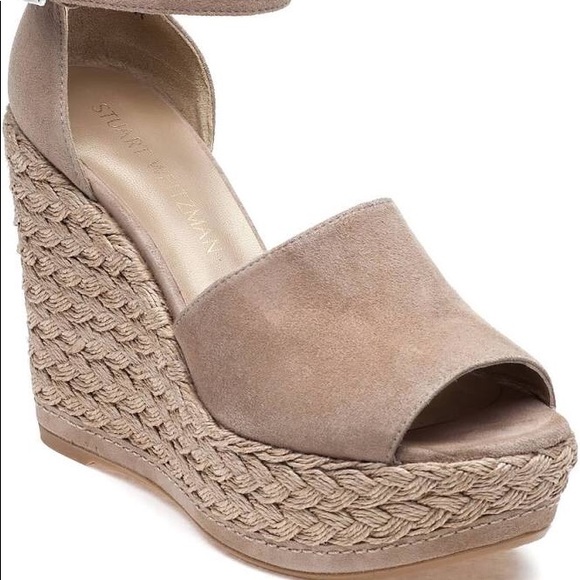 Stuart Weitzman Sohojute Suede Braided Wedge